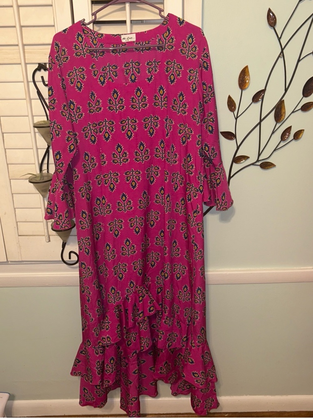 At Last Magenta Floral Maxi Dress with Ruffle Hem